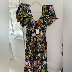 AJE Gabrielle Plunge Midi Dress